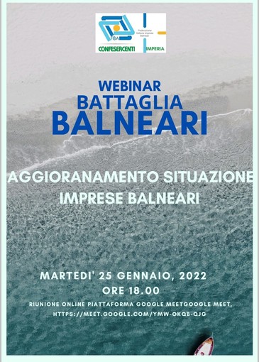 Imperia: alle 18 il webinar di Confesercenti sulla 'Battaglia dei baneari'