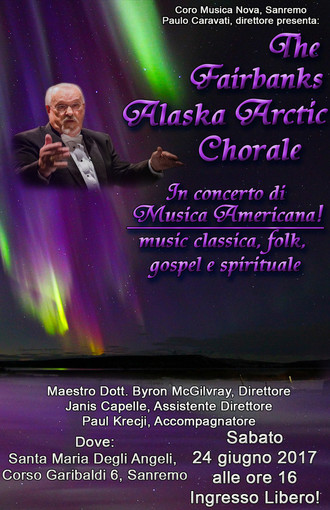 Sanremo: il coro &quot;Musica nova&quot; ospita The Fairbanks Alaska Artic Chorale diretto da Byron Mc Gilvray