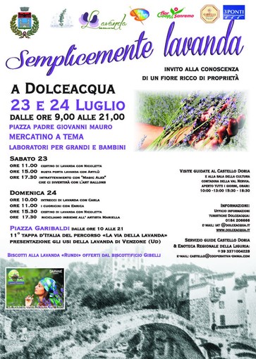 Dolceacqua: il 23 ed il 24 luglio una giornata all'insegna della riscoperta della lavanda Dolceacqua: il 23 ed il 24 luglio una giornata all'insegna della riscoperta della lavanda