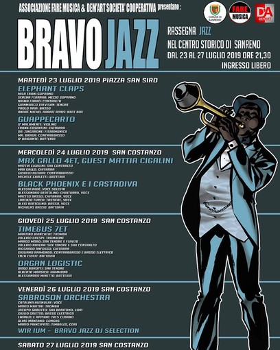 Sanremo: conto alla rovescia per Bravo Jazz 2019, martedì 23 l'anteprima in piazza San Siro