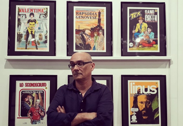 Larry Camarda con le sue opere dedicate ai grandi cantautori