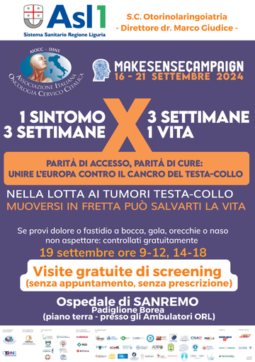 Sanremo: Tumori testa-collo, ambulatori aperti domani per lo screening Sanremo: Tumori testa-collo, ambulatori aperti domani per lo screening