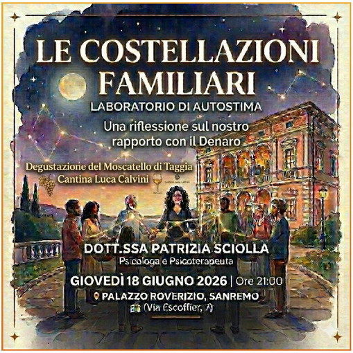 Sanremo: a Palazzo Roverizio un viaggio tra denaro e autostima, le 'Costellazioni Familiari' di Noi4You
