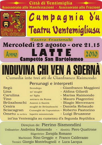 Ventimiglia: domani sera torna il teatro dialettale in frazione Latte