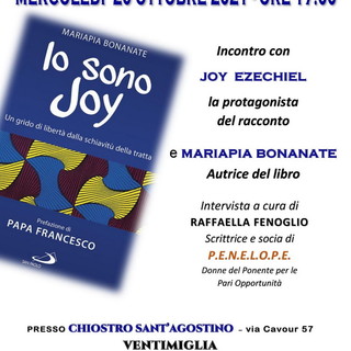 Ventimiglia: mercoledì prossimo, presentazione libro ‘Io Sono Joy’ della giornalista Mariapia Bonanate
