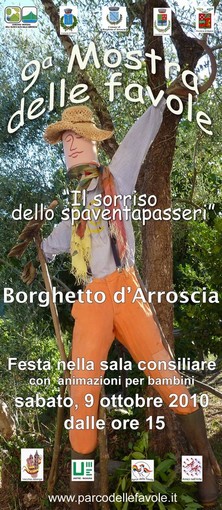 Borghetto D'Arroscia: fino al sabato 9, la Mostra delle favole dal titolo 'Il sorriso dello spaventapasseri'. Borghetto D'Arroscia: fino al sabato 9, la Mostra delle favole dal titolo 'Il sorriso dello spaventapasseri'.