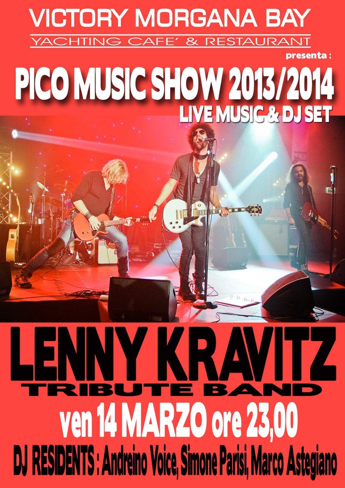Ritorna il "Pico Music Show" al Victory Morgana Sanremo, questa sera tributo a Lenny Kravitz