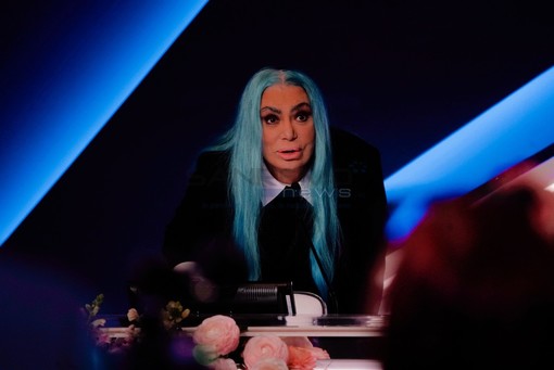 Loredana Berté in sala stampa all'Ariston (foto Duilio Rizzo)