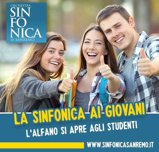 Sanremo: 100 posti per i giovani offerti dalla Sinfonica per il concerto di stasera al 'Franco Alfano' Sanremo: 100 posti per i giovani offerti dalla Sinfonica per il concerto di stasera al 'Franco Alfano'