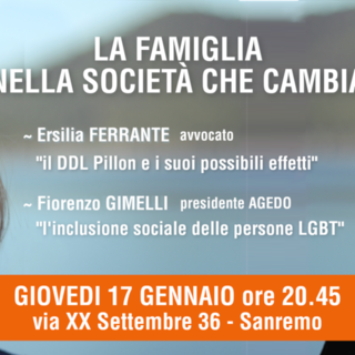 Giovedì l'incontro pubblico “La famiglia nella società che cambia” organizzato da Sanremo Attiva Giovedì l'incontro pubblico “La famiglia nella società che cambia” organizzato da Sanremo Attiva