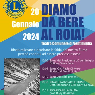 Convegno ‘Diamo da bere al Roia’ del Lions club Ventimiglia al teatro comunale