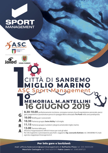 Il 16 giugno si terrà il 1° Miglior Marino città di Sanremo - 1° Memorial M. Antellini Il 16 giugno si terrà il 1° Miglior Marino città di Sanremo - 1° Memorial M. Antellini