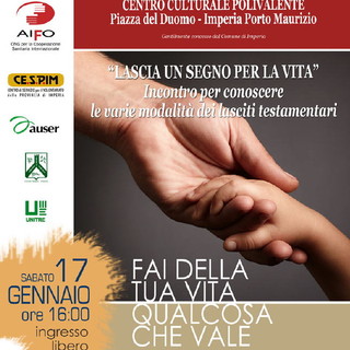 Imperia: sabato prossimo appuntamento al centro polivalente con 'Lascia un segno per la vita'