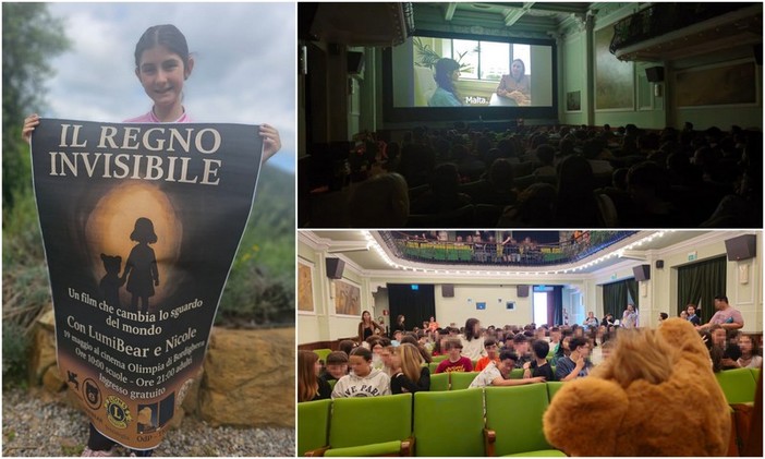 Bordighera, emozione e coscienza al cinema Olimpia: l'intelligenza artificiale incontra scuole e adulti con LumiBear (Foto)