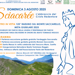 Tutto pronto, domenica 3 agosto, per l'evento "Sciacarée, festa del Giubileo dei Parchi sul Monte Saccarello" Tutto pronto, domenica 3 agosto, per l'evento "Sciacarée, festa del Giubileo dei Parchi sul Monte Saccarello"