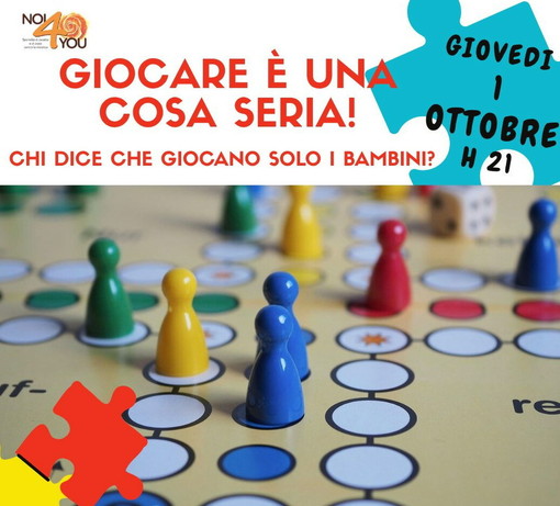 Bordighera, torna il Laboratorio dell’Autostima di Noi4You: "Giocare è una cosa seria!" L’appuntamento il 1° ottobre Bordighera, torna il Laboratorio dell’Autostima di Noi4You: "Giocare è una cosa seria!" L’appuntamento il 1° ottobre