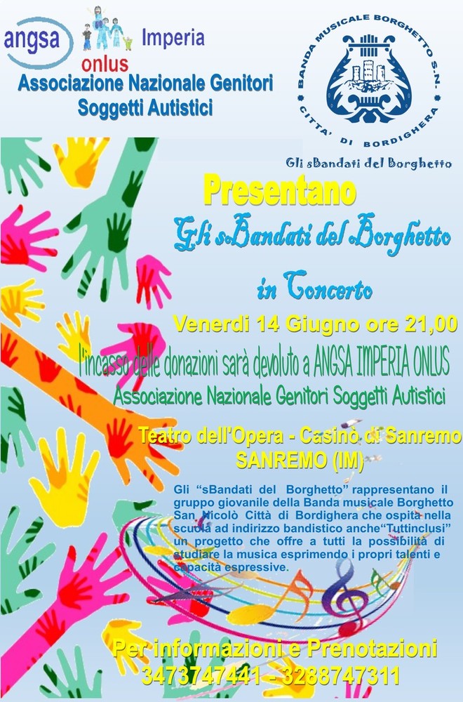 Al Casinò di Sanremo il concerto degli sBandati del Borghetto per Angsa Imperia Onlus