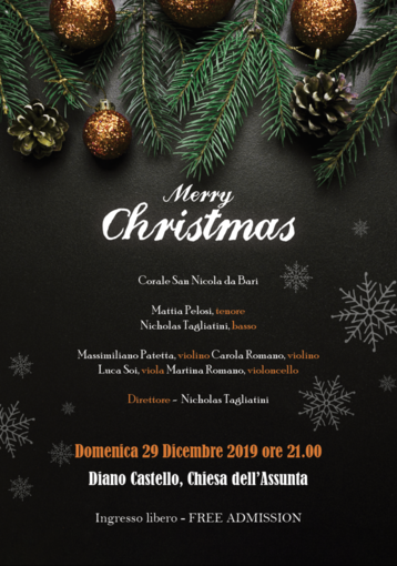 Diano Castello: domani il concerto di Natale nella chiesta di Nostra Signora Assunta Diano Castello: domani il concerto di Natale nella chiesta di Nostra Signora Assunta