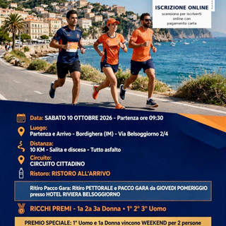Podismo, il 3° Trofeo Bordighera il 10 ottobre: 10 km sul circuito cittadino con partenza dall’Hotel Belsoggiorno Podismo, il 3° Trofeo Bordighera il 10 ottobre: 10 km sul circuito cittadino con partenza dall’Hotel Belsoggiorno