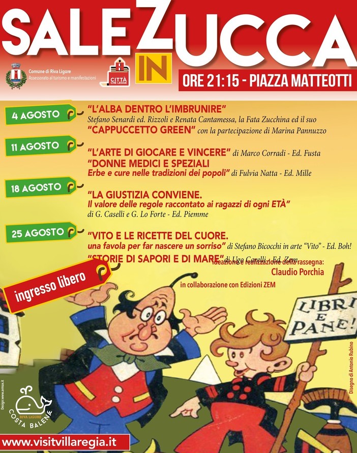 Riva Ligure-Sale in Zucca: questa sera ospiti Stefano Senardi, Renata Cantamessa e Marina Pannuzzo