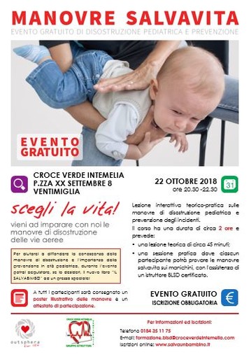 Ventimiglia: lunedì 22 ottobre nella sede della Croce Verde corso gratuito per imparare le manovre salvavita