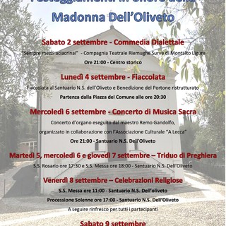 Chiusavecchia: al via sabato i festeggiamenti per la Madonna dell'Oliveto