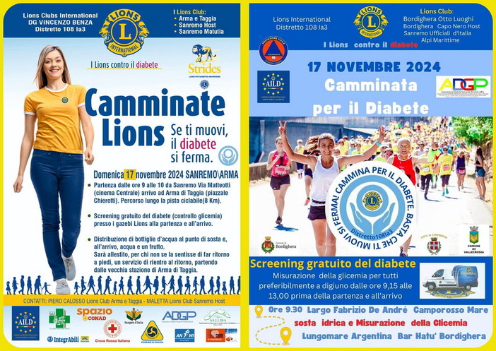 Domenica 17 novembre 'Camminata per il Diabete dei Lions': promuovere la Salute e la Consapevolezza Domenica 17 novembre 'Camminata per il Diabete dei Lions': promuovere la Salute e la Consapevolezza