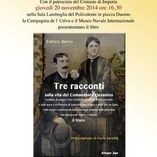 Imperia: il 20 novembre presentazione del libro 'Tre racconti' di Enrico Berio