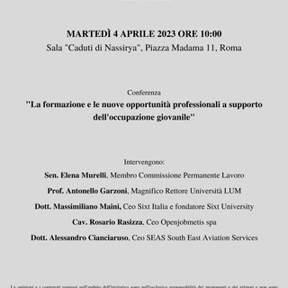 La formazione e le nuove opportunità professionali a supporto dell’occupazione giovanile La formazione e le nuove opportunità professionali a supporto dell’occupazione giovanile