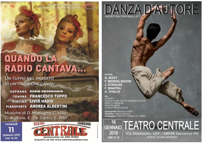 Sanremo: concerto e balletto, due venerdì all'insegna della cultura e dello spettacolo al Teatro Centrale