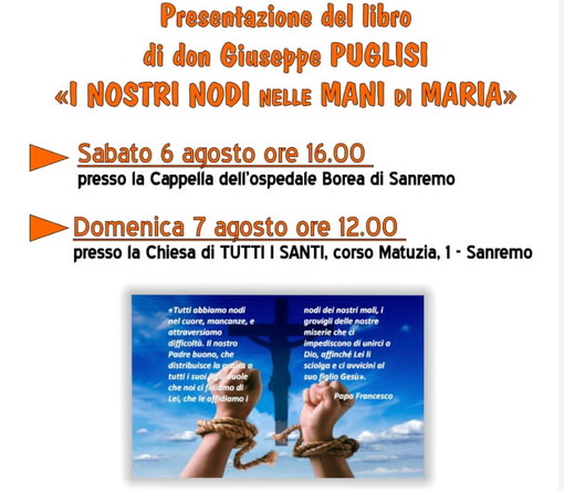 Sabato e domenica prossimi la presentazione del libro 'I nostri nodi nelle mani di Maria' di don Giuseppe Puglisi