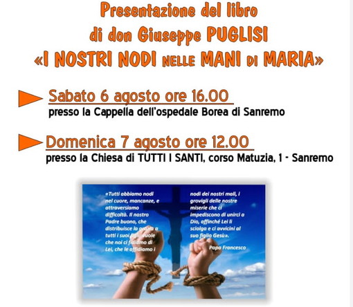 Sabato e domenica prossimi la presentazione del libro 'I nostri nodi nelle mani di Maria' di don Giuseppe Puglisi Sabato e domenica prossimi la presentazione del libro 'I nostri nodi nelle mani di Maria' di don Giuseppe Puglisi