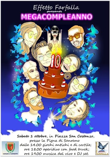 Sanremo: l'associazione Effetto Farfalla compie 10 anni, domani la grande festa in piazza San Costanzo Sanremo: l'associazione Effetto Farfalla compie 10 anni, domani la grande festa in piazza San Costanzo
