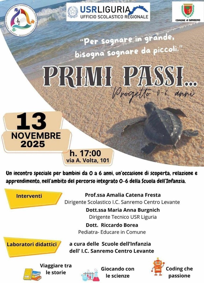 L’ I.C. Sanremo Centro Levante presenta “Primi Passi…”: un percorso educativo della fascia d’età 0-6 anni.