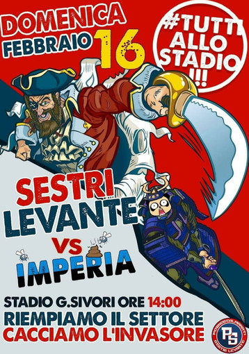 Calcio: domani l'Imperia a Sestri Levante, non gradita la pubblicazione di una locandina denigratoria sui nerazzurri