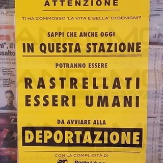 Bordighera: "In questa stazione vengono rastrellati esseri umani" oggi apparsa una locandina in stazione Bordighera: "In questa stazione vengono rastrellati esseri umani" oggi apparsa una locandina in stazione