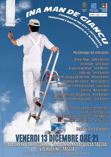 Taggia: domani sera, rappresentazione commedia ‘Ina man de giancu’ della Stabile di Sanremo
