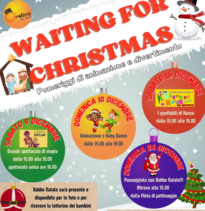 Vallecrosia: all'oratorio Don Bosco dal prossimo weekend il via agli appuntamenti con Babbo Natale Vallecrosia: all'oratorio Don Bosco dal prossimo weekend il via agli appuntamenti con Babbo Natale