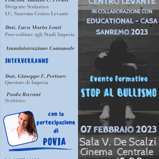 “Stop al bullismo”: evento formativo dell’IC Sanremo Centro Levante per la Giornata Nazionale contro il Bullismo e il Cyberbullismo