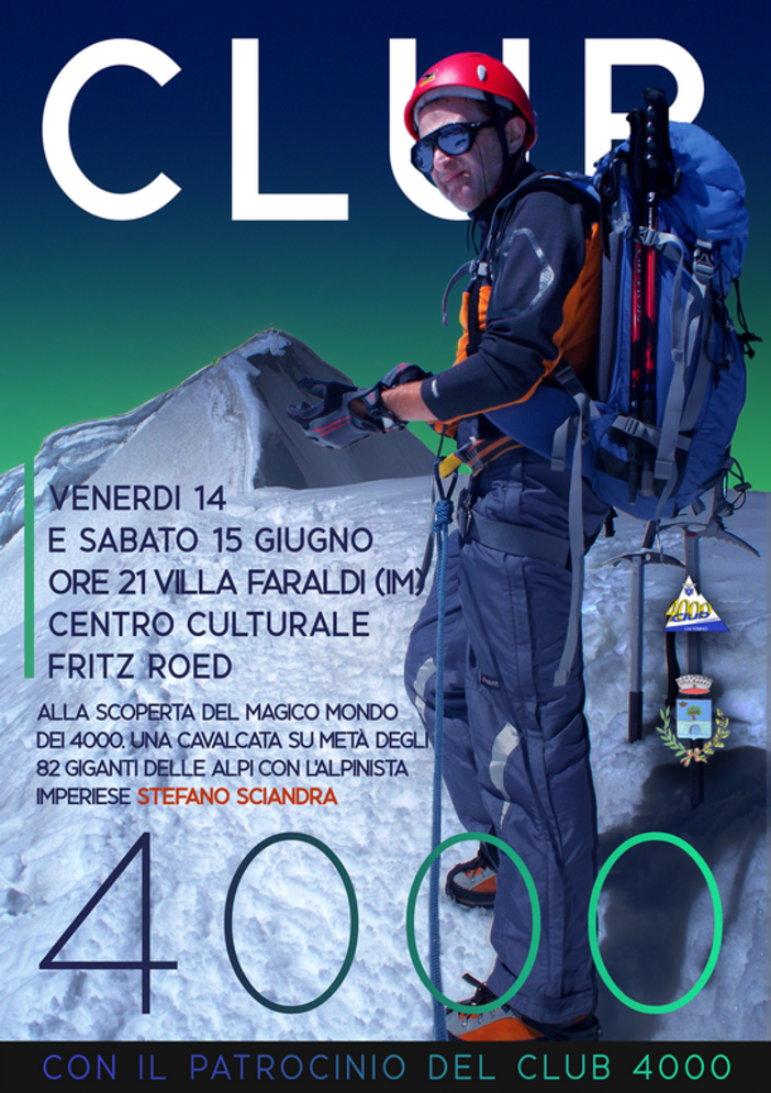 Villa Faraldi ospita due serate dedicate all'alta quota con l’alpinista imperiese-crissolese Stefano Sciandra