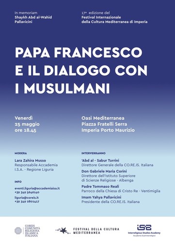 Imperia: “Papa Francesco e il dialogo con i musulmani”, anche quest'anno la Co.Re.Is parteciperà alla Fiera del Libro