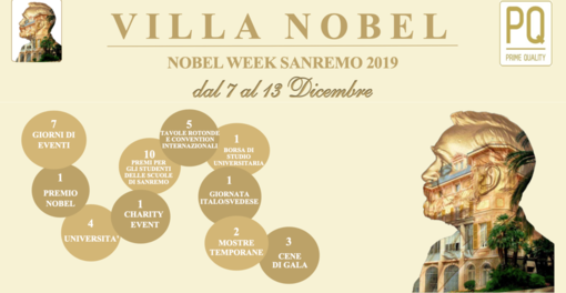 Sanremo: ecco il programma completo della Nobel Week, dal 7 al 13 dicembre i grandi nomi della cultura si danno appuntamento a Villa Nobel Sanremo: ecco il programma completo della Nobel Week, dal 7 al 13 dicembre i grandi nomi della cultura si danno appuntamento a Villa Nobel