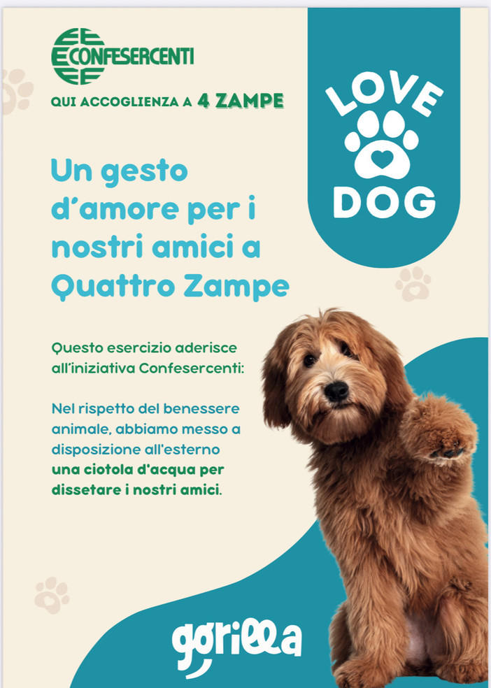 Benessere degli animali, Confesercenti lancia la campagna "Love Dog Qui accoglienza a 4 zampe"