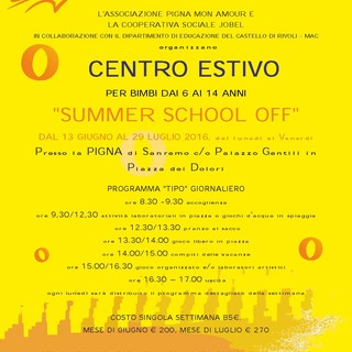 Sanremo: iscrizioni aperte al Centro Estivo “Summer School off 2016” nella Pigna