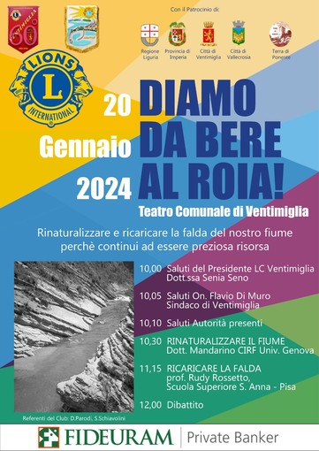 Convegno ‘Diamo da bere al Roia’ del Lions club Ventimiglia al teatro comunale Convegno ‘Diamo da bere al Roia’ del Lions club Ventimiglia al teatro comunale