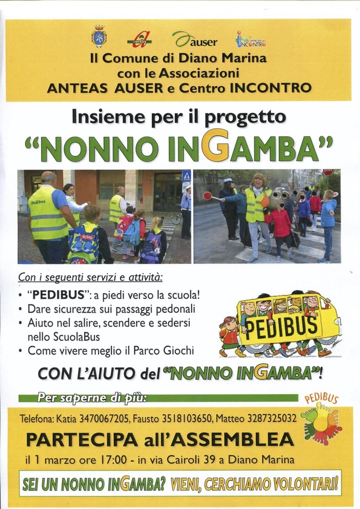 A Diano Marina arriveranno i 'Nonni in gamba', un servizio di aiuto e vicinanza per i bimbi A Diano Marina arriveranno i 'Nonni in gamba', un servizio di aiuto e vicinanza per i bimbi
