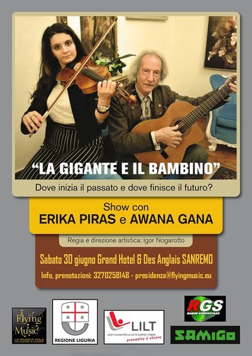 Sanremo: sabato va in scena “La Gigante e il bambino” con Awana Gana ed Erika Piras con raccolta fondi a favore di LILT