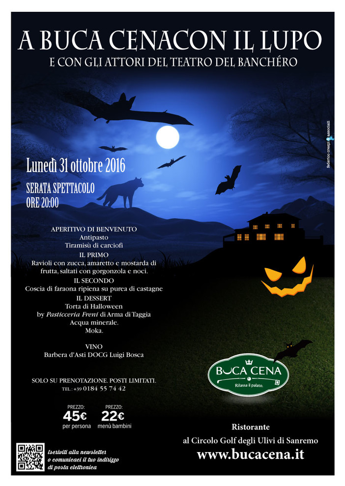 Per Halloween si rinnova l'abbinamento con l'associazione 'Teatro del Banchéro': al 'Buca Cena' con il lupo per aiutare Maria l'untrice