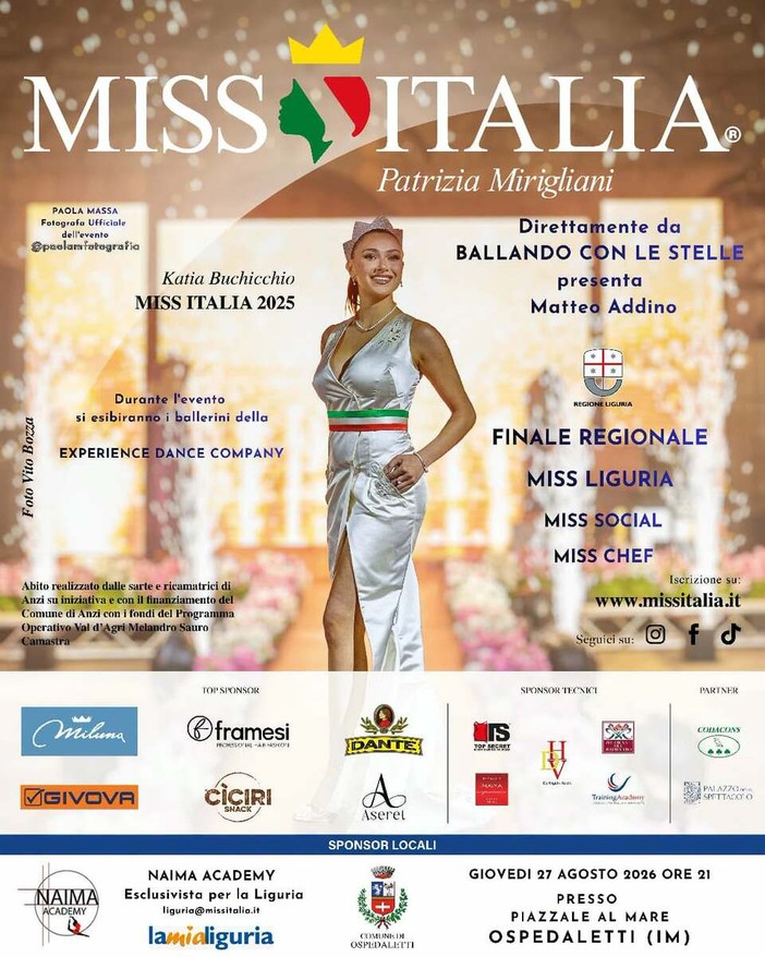 Miss Italia fa tappa a Ospedaletti: giovedì la sfida tra 30 concorrenti per la corona di Miss Liguria Miss Italia fa tappa a Ospedaletti: giovedì la sfida tra 30 concorrenti per la corona di Miss Liguria