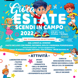 Dal 13 giugno parte il Summer Camp del Sanremo Rugby: sport, scuola e cultura al campo di atletica di Pian di Poma